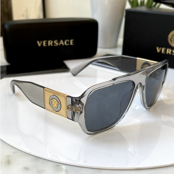 NEW Versace VE4436U Transparent Grey Aviator Sunglasses